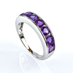 Sterling Silver Ring with Amethyst Journey Ring