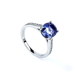 Tanzanite Solitaire Ring Sterling Silver