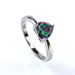 Solitaire Mystic Topaz Ring Sterling Silver 925 Heart