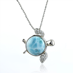 Dije de Tortuga Larimar Genuina Con Plata de Ley