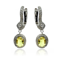 Hermoso Juego de Dije y Aretes de Plata .925 con Alejandrita Amarilla