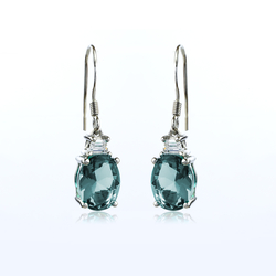 Silver Oval Cut Alexandrite Earrings