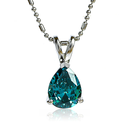 Silver Solitaire Pendant With Alexandrite Color Change Blue to Green