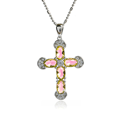 Beautiful Silver Cross With Zultanite and Zirconia 32 mm x 20 mm