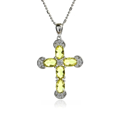 Preciosa Cruz de Plata Con Zultanita y Circonitas 32 mm x 20 mm