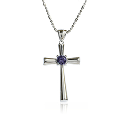 Amethyst Cross Pendant with Pear Cut Stone