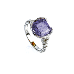 Amethyst Cushion Cut Stone Ring