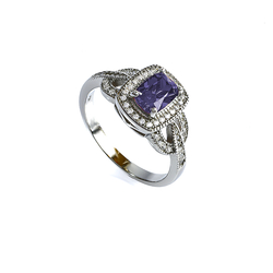 Amethyst Emerald Cut Stone Ring