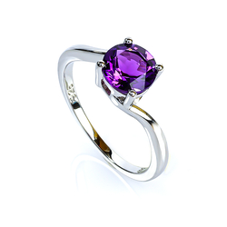 Engagement Sterling Silver Ring with Amethyst