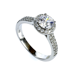 Micro Pave Engagement .925 Silver Ring