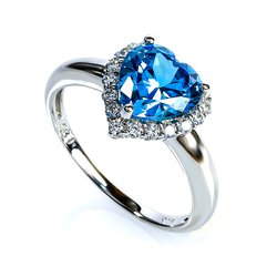 Heart Shape Blue Topaz Silver Ring
