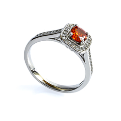 Solitaire Princess Cut Fire Opal Sterling Silver Ring