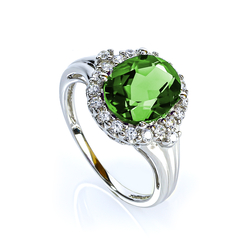 Oval Cut Peridot Silver Ring