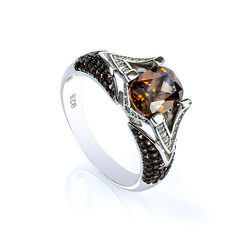 Chocolate Diamond Oval Cut Stone Ring