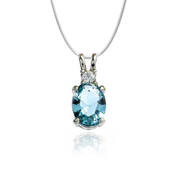 Oval Cut Solitaire Aquamarine .925 Silver Pendant