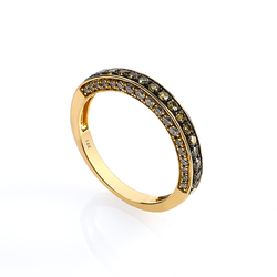 14K Yellow Gold Chocolate and White Diamonds Ring 0.71 Ctw