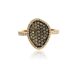 0.60 Ctw Anillo de Oro Amarillo de 14K con Diamante Chocolate