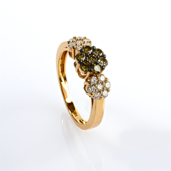 0.75 Ctw Anillo de Flor Oro Amarillo de 14K con Diamante Chocolate