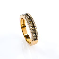 0.76 Ctw Anillo de Oro Amarillo de 14K con Diamante Chocolate