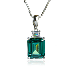 Alexandrite Emerald Cut Stone Pendant in Sterling Silver