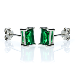 Emerald Cut Emerald Stud Earrings 6 mm x 4 mm