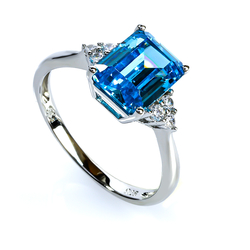 Swiss Blue Topaz Emerald Cut Stone Ring