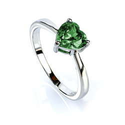 Solitaire Emerald Ring Sterling Silver 925 Heart