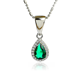 Beautiful .925 Silver Set with Emerald Earrings and Pendant