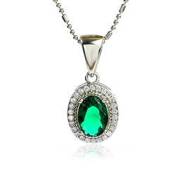 Emerald Earrings and Pendant .925 Silver Set