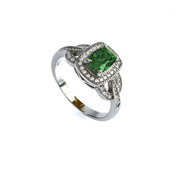 Emerald Sterling Silver Ring Emerald Cut Stone