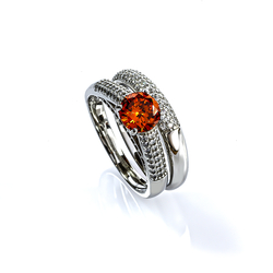Sterling Silver Fire Opal Double Ring