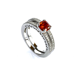 Stackable Fire Opal Sterling Silver Ring