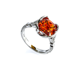 Fire Opal Cushion Cut Stone Ring