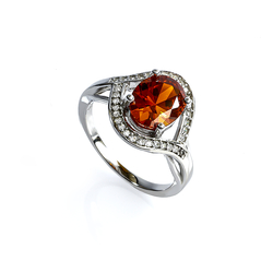 Sterling Silver Fire Cherry Opal Ring 9 mm x 7 mm