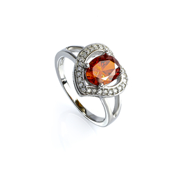 Sterling Silver Fire Cherry Opal Heart Ring