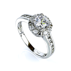 Silver Engagement Ring with Precious Zirconium Gemstones