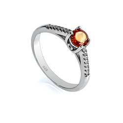 Sterling Silver Fire Cherry Opal Promise Ring