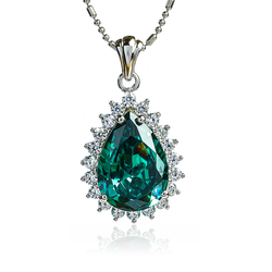 Silver Pendant with Alexandrite in Pear Cut and white Zirconias