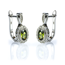 Oval Cut Peridot Silver Earrings