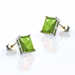 Aretes con Peridoto Corte Esmeralda en Plata .925