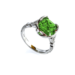 Peridot Cushion Cut Stone Ring