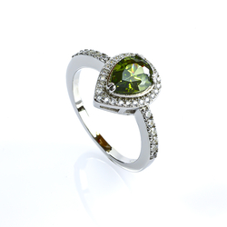 Sterling Silver Pear Cut Peridot Ring