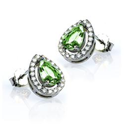 Sterling Silver Earrings with Pear Shape Peridot