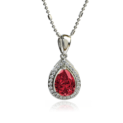 .925 Silver Set with Ruby Earrings and Pendant