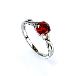 Solitaire Ruby Ring Sterling Silver 925