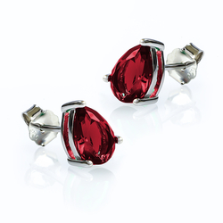 Pear Cut Ruby Stud Earrings in.925 Silver