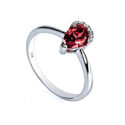 Ruby Sterling Silver Ring Pear Cut Stone