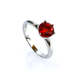 Sterling Silver Round Cut Ruby Solitaire Ring