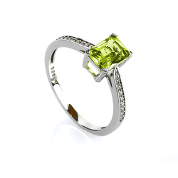Sterling Silver Emerald Cut Yellow Alexandrite Ring