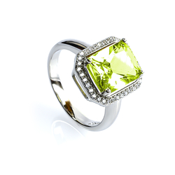 Yellow Alexandrite Emerald Cut Stone Ring